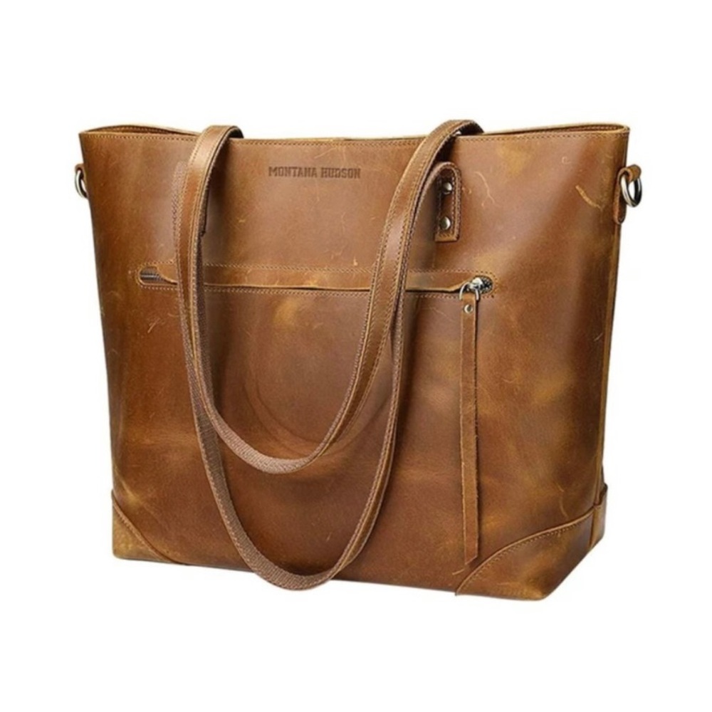 Montana Hudson Vintage Eva Leather Zip Tote 17"